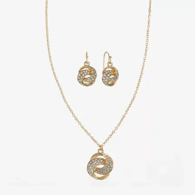 Monet Jewelry Gold Tone Pendant Necklace & Drop Earring Womens Glass Round 2-pc. Jewelry Set In White