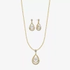Monet Jewelry Gold Tone Pendant Necklace & Drop Earring Womens Glass Simulated Pearl 2-pc. Jewelry Set In Gold