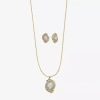 Monet Jewelry Gold Tone Pendant Twist Necklace & Stud Earring Womens Glass Simulated Pearl 2-pc. Jewelry Set In Gold