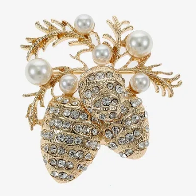 Monet Jewelry Gold Tone Pinecone Glass Pin