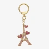 Monet Jewelry Gold Tone Pink Eiffel Tower Heart Bag Charm In Pink