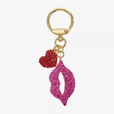 Monet Jewelry Gold Tone Pink Lips Kiss Heart Bag Charm