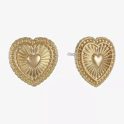 Monet Jewelry Gold Tone Radiant 20mm Heart Stud Earrings In Yellow