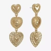 Monet Jewelry Gold Tone Radiant Linear Womens Heart Hypoallergenic Drop Earrings In Gold