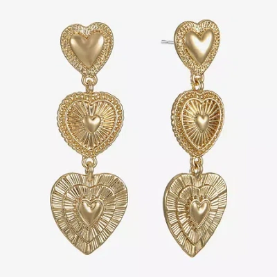 Monet Jewelry Gold Tone Radiant Linear Womens Heart Hypoallergenic Drop Earrings