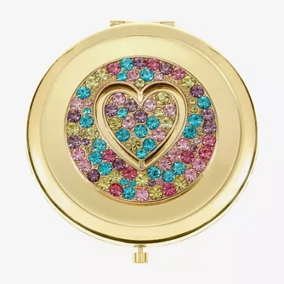 Monet Jewelry Gold Tone Round Compact Mirror