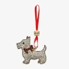 Monet Jewelry Gold Tone Scottie Dog Christmas Ornament In White