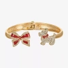 Monet Jewelry Gold Tone Scottie Dog Womens Red Glass Bow Bangle Bracelet In Gold