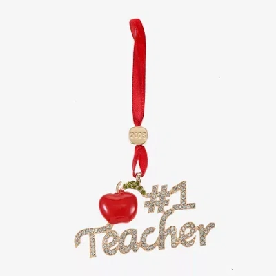 Monet Jewelry Gold Tone Teacher Red Apple Christmas Ornament