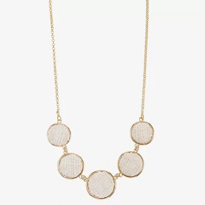 Monet Jewelry Gold Tone Tweed Womens 17 Inch Collar Necklace In White