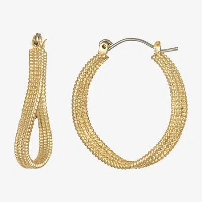 Monet Jewelry Gold Tone Twist Womens 20mm Hypoallergenic Hoop Earrings In Yellow