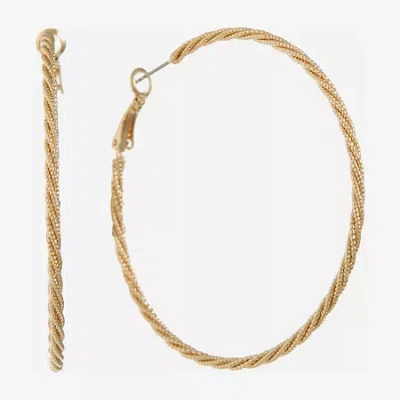 Monet Jewelry Gold Tone Twist Womens 60mm Hypoallergenic Hoop Earrings In Yellow