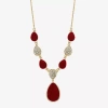 Monet Jewelry Gold Tone Velvet Womens Glass 18 Inch Y Necklace In Red