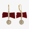 Monet Jewelry Gold Tone Velvet Womens Glass Bow Drop Earrings In Gold