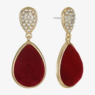 Monet Jewelry Gold Tone Velvet Womens Glass Hypoallergenic Drop Earrings