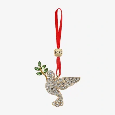 Monet Jewelry Gold Tone White Dove Christmas Ornament In Multi