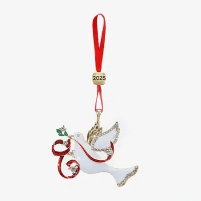 Monet Jewelry Gold Tone White Dove Christmas Ornament In Multi