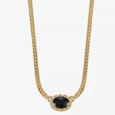Monet Jewelry Gold Tone Womens 17 Inch Collar Necklace In Black