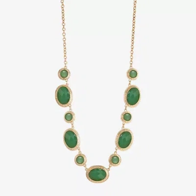 Monet Jewelry Gold Tone Womens 17 Inch Collar Necklace In Green