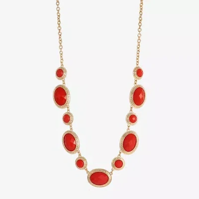 Monet Jewelry Gold Tone Womens 17 Inch Collar Necklace In Orange