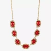 Monet Jewelry Gold Tone Womens 17 Inch Collar Necklace In Red