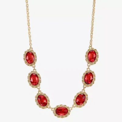 Monet Jewelry Gold Tone Womens 17 Inch Collar Necklace In Red