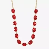 Monet Jewelry Gold Tone Womens 17 Inch Collar Necklace In Red