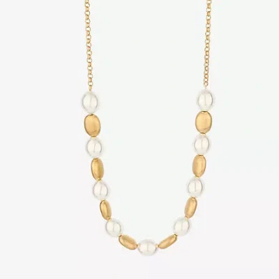 Monet Jewelry Gold Tone Womens 17 Inch Collar Necklace In White