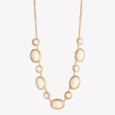 Monet Jewelry Gold Tone Womens 17 Inch Collar Necklace In White