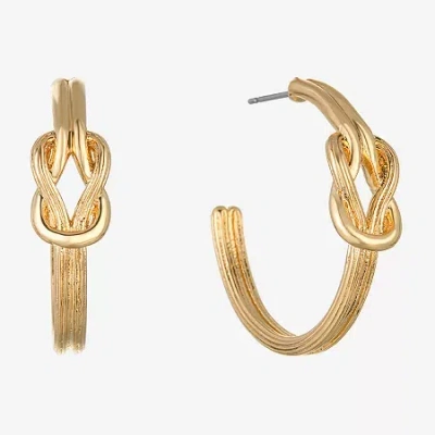 Monet Jewelry Gold Tone Womens 28mm Knot Hypoallergenic Hoop Earrings In Yellow