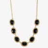 Monet Jewelry Gold Tone Womens Black 17 Inch Collar Necklace In Black