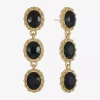 Monet Jewelry Gold Tone Womens Black Glass Oval Hypoallergenic Drop Earrings In Black