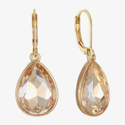 Monet Jewelry Gold Tone Womens Brown Glass Drop Earrings