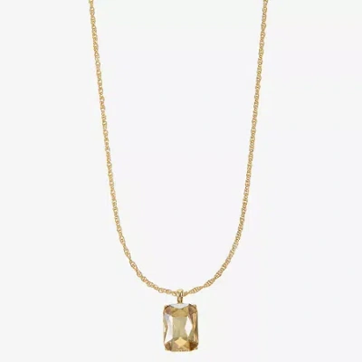 Monet Jewelry Gold Tone Womens Brown Glass Rectangular 17 Inch Pendant Necklace In Yellow