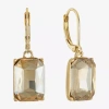 Monet Jewelry Gold Tone Womens Brown Glass Rectangular Drop Earrings In Yellow