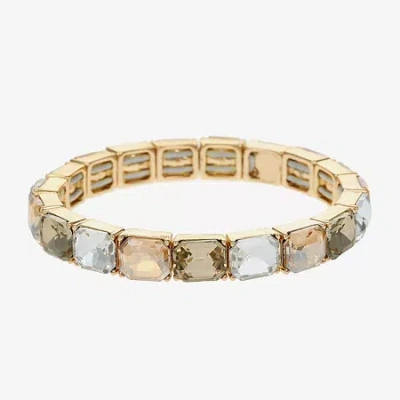 Monet Jewelry Gold Tone Womens Brown Glass Rectangular Stretch Bracelet In Yellow