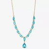 Monet Jewelry Gold Tone Womens Glass 17 Inch Y Necklace In Blue