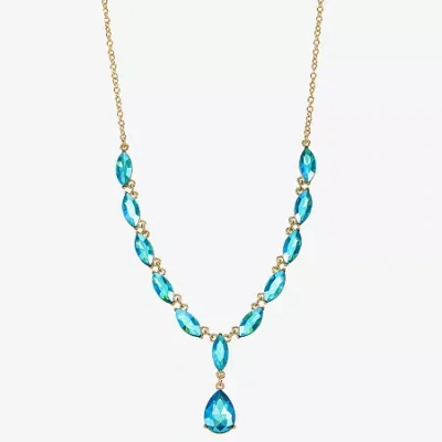 Monet Jewelry Gold Tone Womens Glass 17 Inch Y Necklace In Blue
