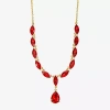 Monet Jewelry Gold Tone Womens Glass 17 Inch Y Necklace In Red