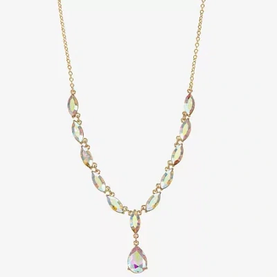 Monet Jewelry Gold Tone Womens Glass 17 Inch Y Necklace In White