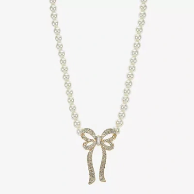 Monet Jewelry Gold Tone Womens Glass 18 Inch Strand Necklace In White