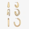 Monet Jewelry Gold Tone Womens Glass Hypoallergenic 3 Pair Earring Set In Gold