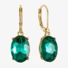 Monet Jewelry Gold Tone Womens Glass Oval Drop Earrings In Green