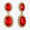 Monet Jewelry Gold Tone Womens Glass Oval Hypoallergenic Drop Earrings In Red
