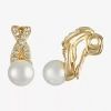 Monet Jewelry Gold Tone Womens Glass Simulated Pearl Knot Clip On Earrings In Gold