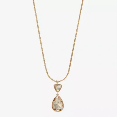 Monet Jewelry Gold Tone Womens Glass Triangle 17 Inch Pendant Necklace In Brown