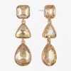 Monet Jewelry Gold Tone Womens Glass Triangle Cushion Hypoallergenic Drop Earrings In Brown