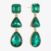 Monet Jewelry Gold Tone Womens Glass Triangle Cushion Hypoallergenic Drop Earrings In Green