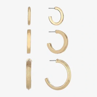 Monet Jewelry Gold Tone Womens Hypoallergenic 3 Pair Earring Set In Yellow