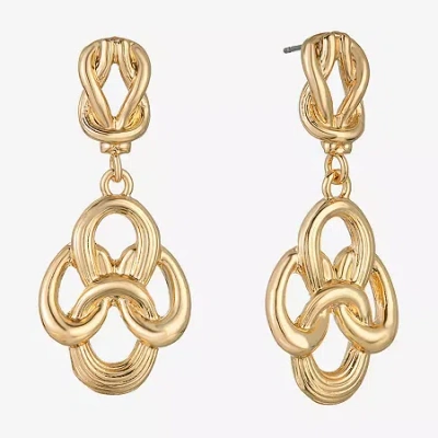 Monet Jewelry Gold Tone Womens Knot Hypoallergenic Drop Earrings In Yellow